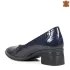 Сини дамски всекидневни обувки  от естествена кожа с ток 21198-1