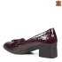 Дамски ежедневни обувки с ток от естествен лак в бордо 21199-2