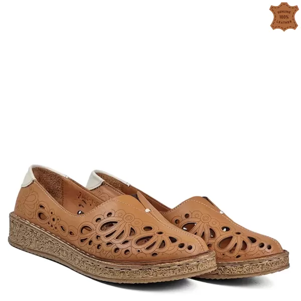 Кафяви ниски дамски пролетно летни обувки 21223-4