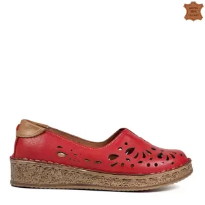 Червени ниски дамски пролетно летни обувки 21223-5...