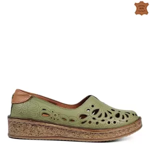 Зелени ниски дамски пролетно летни обувки 21223-6...