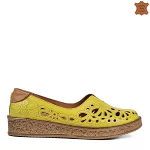 Жълти ниски дамски пролетно летни обувки 21223-7...