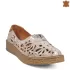 Ниски дамски пролетно летни обувки от бежова цветна кожа 21223-9