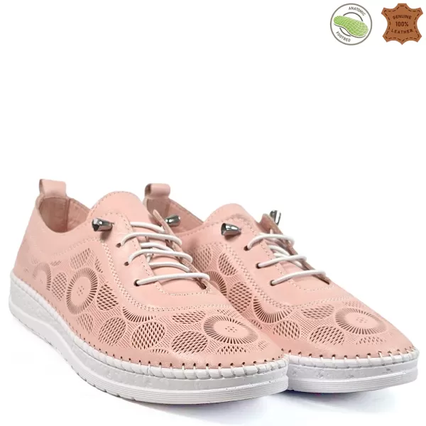 Дамски ежедневни обувки с равна подметка в цвят пудра 21233-9