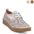 Дамски пролетно летни обувки с връзки в бяла цветна кожа 21250-6