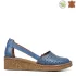 Сини дамски летни обувки със затворени пръсти и пета 21255-4