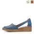 Сини дамски летни обувки със затворени пръсти и пета 21255-4