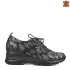 Черни дамски обувки от красива кожа на средна платформа 21465-4