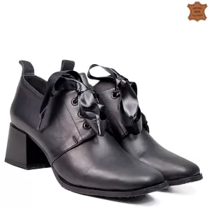 Дамски елегантни обувки от естествена кожа в черен цвят 21470-4