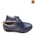 Топли дамски обувки от естествена кожа в син цвят 21474-2