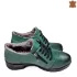 Топли дамски обувки от естествена кожа в зелен цвят 21474-4