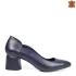 Кожени дамски елегантни обувки в син цвят 21478-3