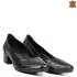 Черни кожени дамски елегантни обувки с нисък ток 2...