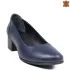 Кожени дамски елегантни обувки с нисък ток в синьо 21479-3