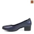 Кожени дамски елегантни обувки с нисък ток в синьо 21479-3