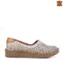 Дамски пролетно летни обувки от бяла кожа на цветя 21500-2