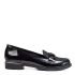 Черни лачени дамски ежедневни обувки на нисък ток 21505-1