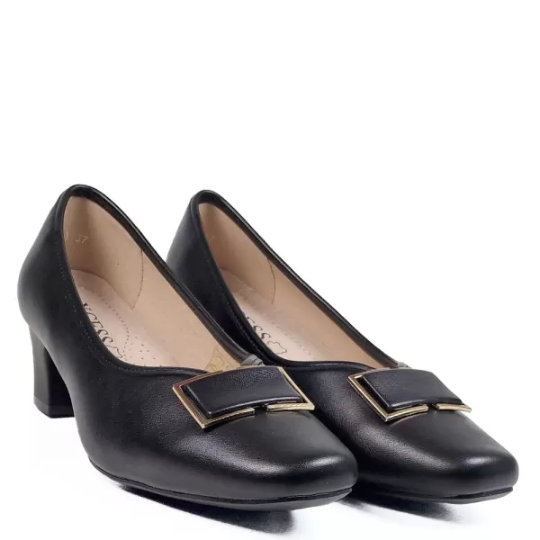 Дамски елегантни обувки в черен цвят на среден ток 21509-1