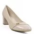 Бежови дамски обувки от еко набук и лак на среден ток 21510-2
