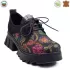 Български черни дамски обувки от модерна естествена кожа 21520-1