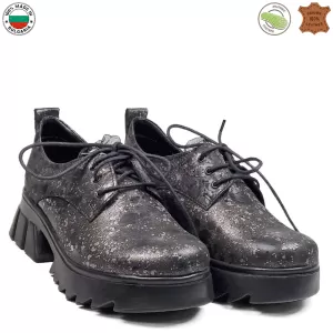 Български дамски обувки естествена кожа в цвят платина 21520-2