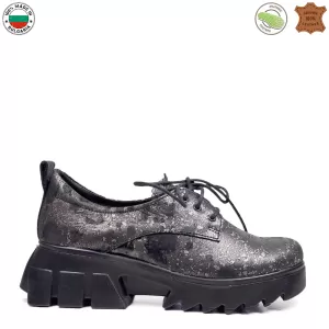 Български дамски обувки естествена кожа в цвят платина 21520-2