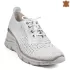 Пролетно летни дамски обувки от бял сатен с перфорация 21530-1