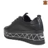 Черни пролетни дамски спортни обувки от естествена кожа 21531-5