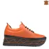 Оранжеви дамски спортни обувки от естествена кожа 21531-6