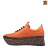 Оранжеви дамски спортни обувки от естествена кожа 21531-6