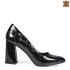 Лачени дамски елегантни обувки в черен цвят на висок ток 21533-1