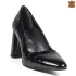 Лачени дамски елегантни обувки в черен цвят на висок ток 21533-1