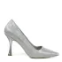 Официални дамски обувки в сребристо от еко сатен на ток 21534-3