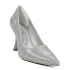 Официални дамски обувки в сребристо от еко сатен на ток 21534-3