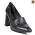 Елегантни дамски черни обувки от естествена кожа на ток 21535-1