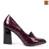 Елегантни дамски обувки от естествен лак на ток в бордо 21535-4