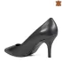 Кожени дамски елегантни обувки в черно на ток 21536-1
