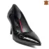 Лачени дамски елегантни обувки в черно на ток 21536-2