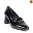 Елегантни дамски обувки от естествен лак в черно на ток 21537-1