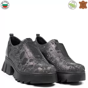 Български ежедневни дамски обувки в платинен цвят 21552-2
