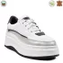 Български дамски спортни обувки в бяло от кожа и сатен 21553-2