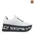 Бели кожени дамски спортни обувки с връзки 21559-1