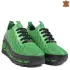 Зелени спортни дамски кожени обувки на платформа 2...