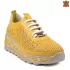 Жълти спортни дамски кожени обувки на платформа 21560-5