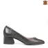 Дамски елегантни обувки с нисък ток в цвят графит 21561-1