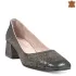 Дамски елегантни обувки с нисък ток в цвят графит 21561-1