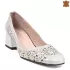 Дамски елегантни обувки с нисък ток в сребрист цвят 21561-2