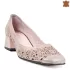 Дамски елегантни обувки с нисък ток в бледо розов цвят 21561-3