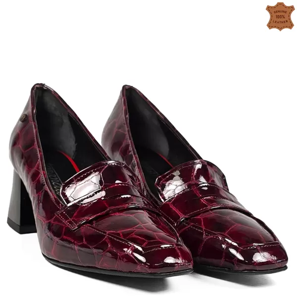 Ефектни дамски елегантни обувки в бордо лак 21562-3