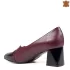 Дамски елегантни обувки със среден ток в бордо 21563-3